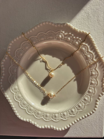 Single Ripple Pearl Necklace - handmade by Thread & Touch Jewellery, Auckland NZ, view 2