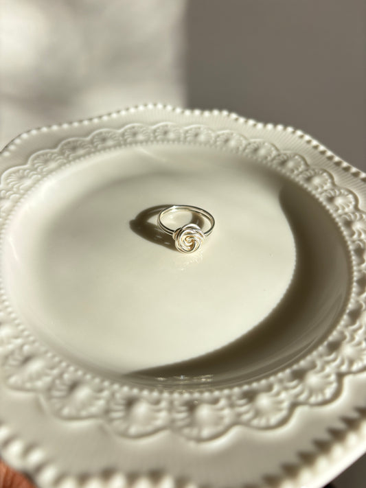 Wire Rose Ring - handmade by Thread & Touch Jewellery, Auckland NZ, view 2