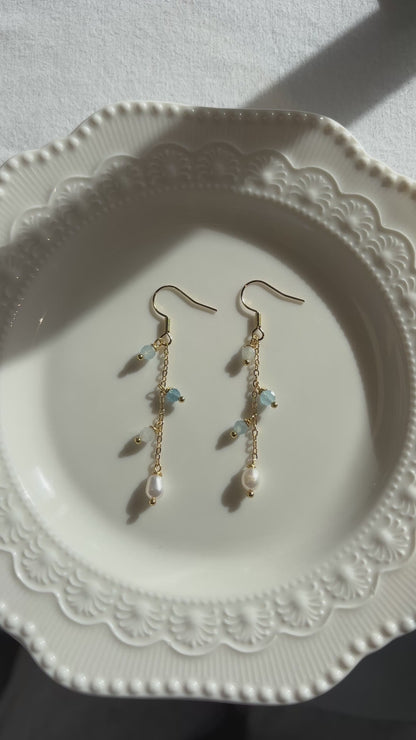 Wildflower · Aquamarine Pearl Earrings